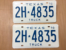 VINTAGE 1970 TEXAS TRUCK LICENSE PLATE SET VERY NICELY RESTORED HIGH QUALITY picture