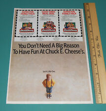 Vtg 1989 Chuck E Cheese Kids Boy Pizza Alka Seltzer Coupon Circular Print Ad picture