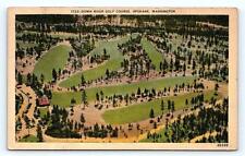 SPOKANE, WA Washington ~ DOWN RIVER GOLF COURSE Aerial View 1947 Linen Postcard picture