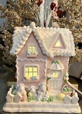 Large Glittery Easter  Gingerbread House with Sheep Family picture