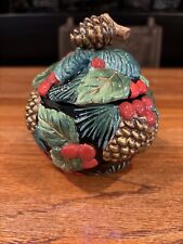 Vintage Fitz and Floyd Holiday Pine  Covered Sugar, Trinket, Candy Bowl picture