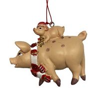 Kurt Adler Momma and Baby Pink Pig Ornament Farming Themed Tree Decoration nwt picture