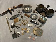 Vintage Lot Jewelry 14K  Skeleton Keys Thompson Gun Gas Lighter Pewter And More picture