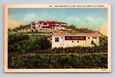 c1932 Linen Postcard Hollywood CA California Ann Harding's Hilltop Home picture