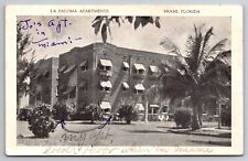 La Paloma Apartments Miami Florida FL c1940 Postcard picture