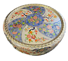 Vintage Round Floral Decorative Cookie Tin Ornate Made In Holland with Lid picture