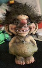 NyForm Smiling Troll Figurine 4” Torgersen Norway Overalls Big Nose MCM picture