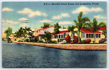 Fort Lauderdale FL-Florida, Beautiful Island Homes, Vintage Antique Postcard picture