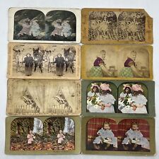 LOT OF 8 STEREOVIEW CARDS Children Infants Kids Farm Animals Flowers Chocolates picture