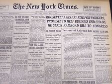 1933 MAY 5 NEW YORK TIMES - ROOSEVELT ASKS PAY RISE FOR WORKERS - NT 5254 picture