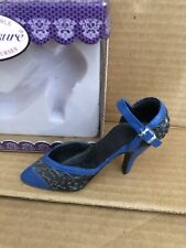 My Treasure Collectible Vintage Miniature Shoe Strappy Heel Blue Black Artsy picture