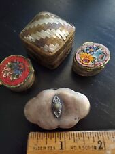 Vintage Sterling Silver Hinged Trinket Pill Box, Plus Two Mini Mosaic  picture