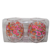 Lolita Love My Party Of Two ~ Paisley 15 Oz Glasses Enesco Dept 56 New picture