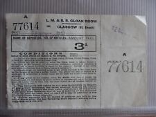 EA13 - 087 - LMS - Glasgow (St Enoch) Cloak Room 3d Ticket - 1921 picture
