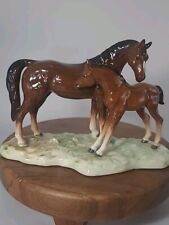 VINTAGE ANDREA BY SADEK HORSES AND COLT PORCELAIN FIGURINE WITH STICKER  picture