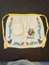 Vintage 70s Terry Cloth Half Apron Rooster Chicken Design picture