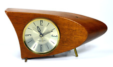 Rare Westclox 707 Mid Century Modern Boomerang Mahogany Alarm Clock S10-AB MCM picture
