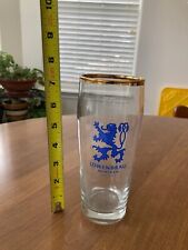 Vintage Lowenbrau Clear Beer Glass .5L, gold rimmed, 7