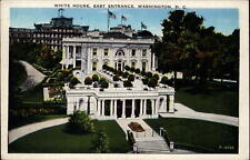 Washington DC White House East Entrance aerial 1937 vintage linen postcard picture