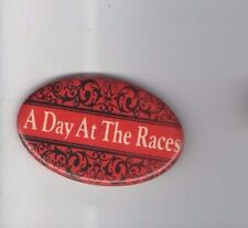 Vintage pin A DAY at the RACES pinback Ornate ART DECO Design  OVAL button picture