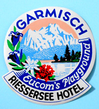 VINTAGE GARMISCH RIESSERSEE HOTEL LUGGAGE STICKER * GARMISCH, GERMANY picture