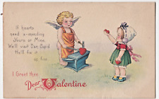 c1920s Children's Valentine Postcard Smithy mends Broken Heart picture
