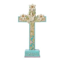 Enesco Jim Shore Heartwood Creek Cross with Easter Lilies and Dove Figurine 7... picture