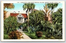 Cocoa Florida~Merritt Island~Beautiful Home Midst Tropical Foliage~1920 Postcard picture