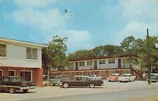 1960s Mid Century Modern Apartments w Cars Parked Vintage SC Beach Postcard MCM picture