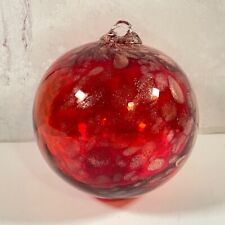 Vintage Blown Glass Glittered Red Christmas Ornament Heavy Large 3.5