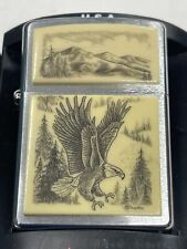 ZIPPO 2004 SCRIMSHAW EAGLE W/ MOUNTAINS LINDA LAYDEN  LIGHTER SEALED IN BOX C897 picture