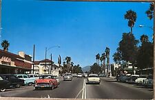 Fontana California Street Scene Sierra Ave Old Cars Vintage Postcard c1950 picture
