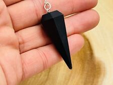 Black Tourmaline Crystal Pendulum With Silver Plated Chain, Black Tourmaline picture