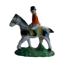 Vintage Antique Fox Hunt Equestrian Porcelain Mini Figurine 3.5” Japan ~ Mint picture