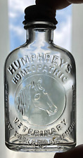 Antique HUMPHREY'S HOMEOPATHIC VETERINARY Medicine Bottle Embossed Horse w/ Lid picture