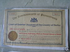 Original 1916 1917 Pennsylvania Liquor License LOOK picture