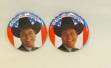 2 Vintage Dallas TV Show, JR Ewing President Faux Campaign Button Pin, NOS, 1980 picture