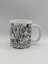 Rare & Unique Battle Cats Evolved Cats Mural Coffee Mug Black & White 12 oz picture