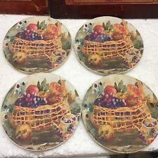Set of 4 Vintage Fruit Basket Print Coasters with Cork Backing Home Entertaining picture