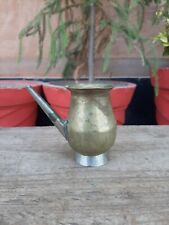19th Century Old Vintage Primitive Brass Religious Holy Water Pot With Spout  picture