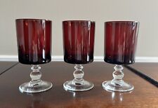 (3) VINTAGE RUBY RED GLASS, CLEAR BALL STEMS picture