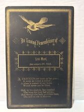 Jan 24 1892 Cabinet Card In Memoriam Funeral Death Remembrance Card Levi Mead picture