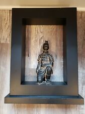  Oriental  Wood 17.25in x 13.5in Framed Statue Figure Terracotta Style Warrior picture