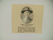Herbert James Hoover Attica Indiana Camp Interlaken Camp Purdue 1919 WW1 Hero Pn picture
