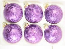 Blown Glass Christmas Ornaments Lot Purple Satin Balls Vintage 2.5