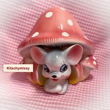Vintage Kitsch Mouse in Mushroom Planter picture