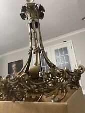 Huge Antique French Basket Chandelier With Crystals For Restore Or Parts picture