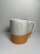 2014 Starbucks embossed logo Ceramic Coffee Mug 14 oz orange & white picture