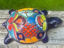 La Tortuga Turtle Blue Mexican Talavera Art 10x7x3 Hand Painted Ceramic A90 picture