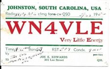 QSL 1952 Johnston South Carolina     radio  card picture